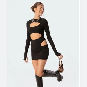 EDIKTED Elina Dress Cut Out Long Sleeve